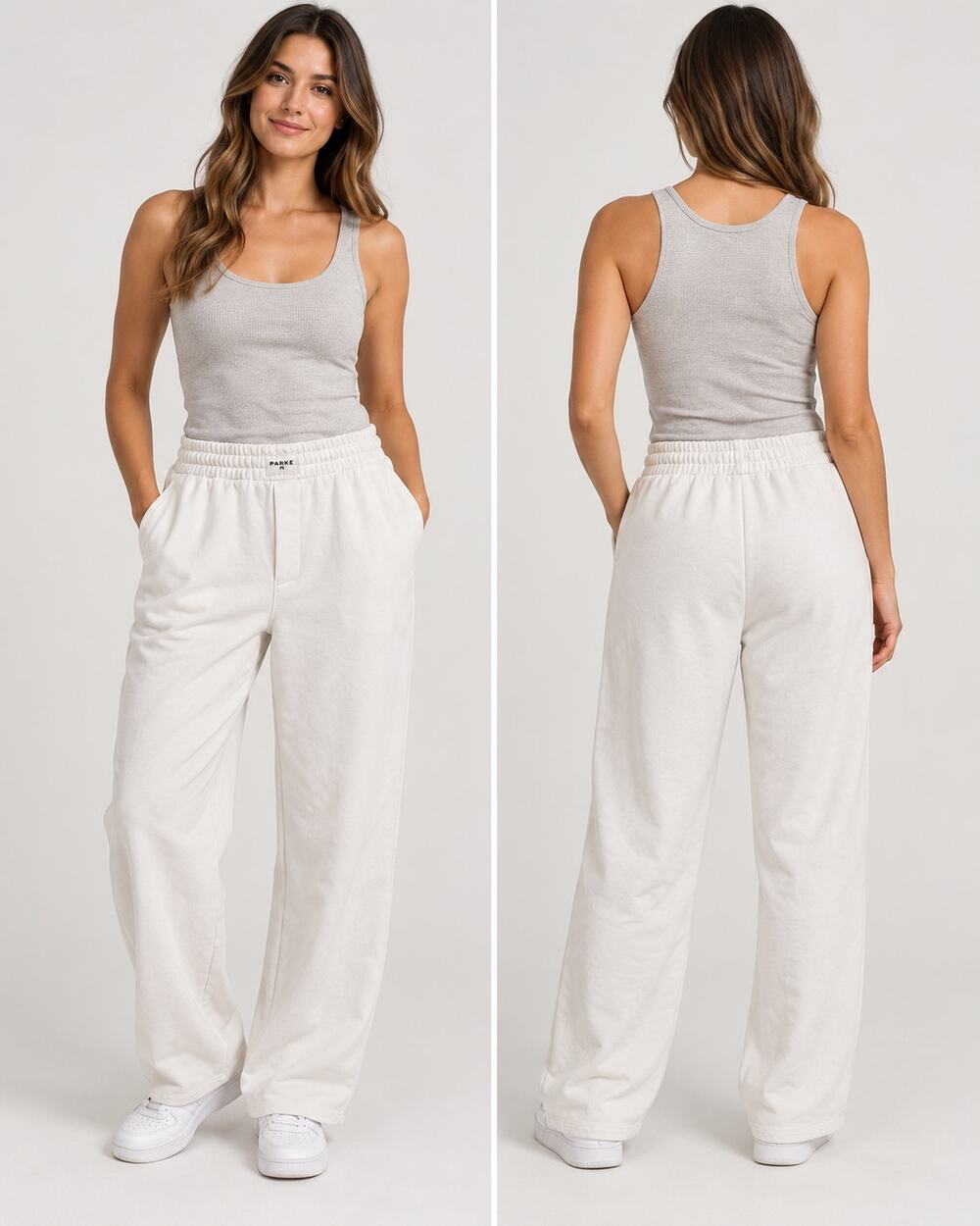 PARKE Sweatpants Women L White High Rise Wide Leg NWT